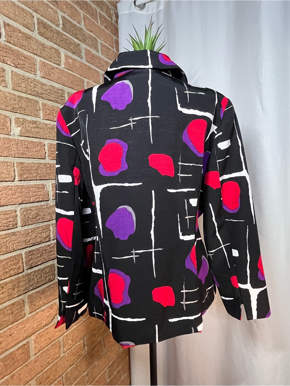 Vintage À La Carte XL Abstract Art Wear Jacket Black Pink Purple 90s - Picture 6 of 8